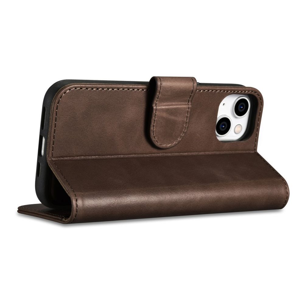 Tagakaaned iCarer iCarer Oil Wax Wallet Case 2in1 Cover iPhone 14 Plus Anti-RFID Leather Flip Case Brown (WMI14220723-BN)