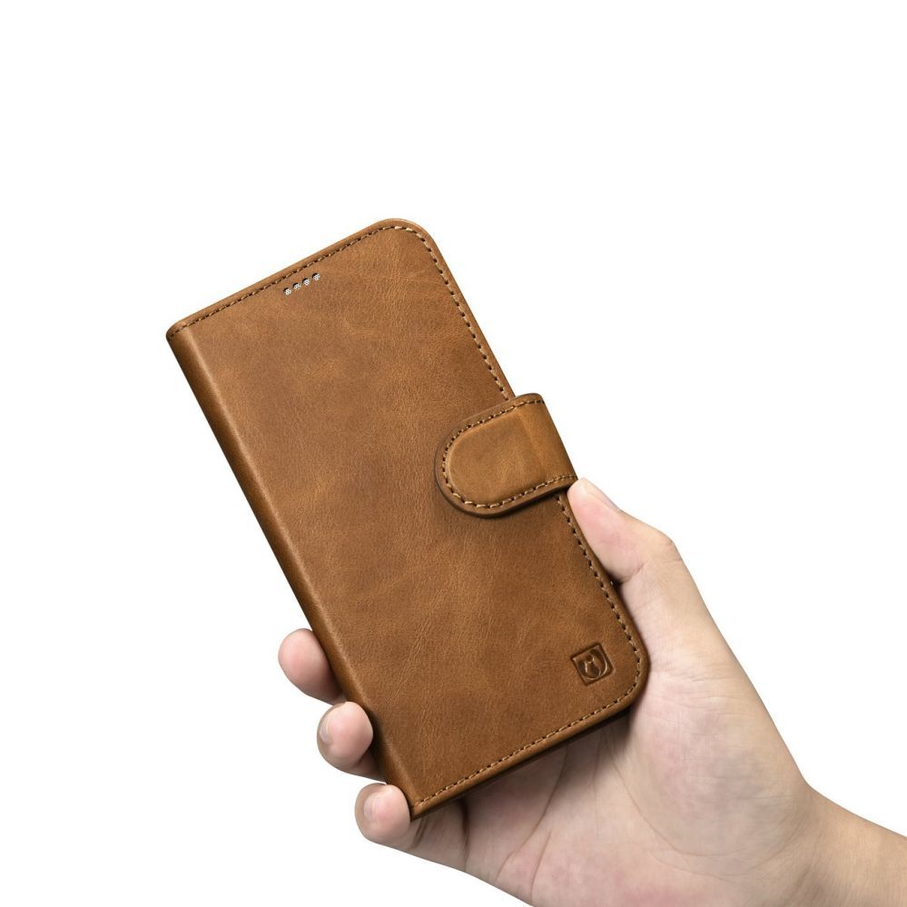 Tagakaaned iCarer iCarer Oil Wax Wallet Case 2in1 Cover iPhone 14 Plus Anti-RFID Leather Flip Case Brown (WMI14220723-TN)
