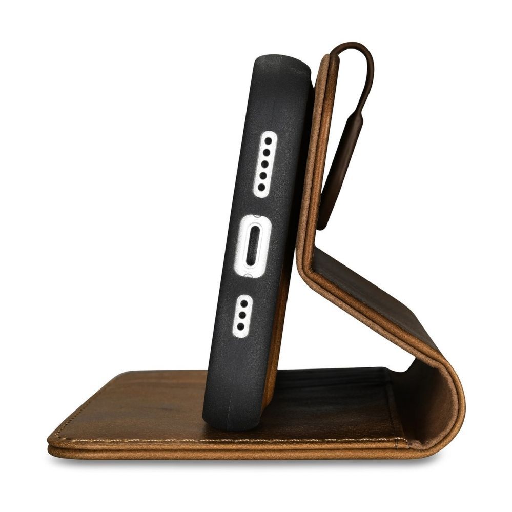 Tagakaaned iCarer iCarer Oil Wax Wallet Case 2in1 Cover iPhone 14 Plus Anti-RFID Leather Flip Case Brown (WMI14220723-TN)