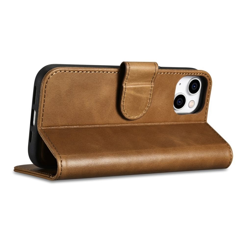 Tagakaaned iCarer iCarer Oil Wax Wallet Case 2in1 Cover iPhone 14 Plus Anti-RFID Leather Flip Case Brown (WMI14220723-TN)