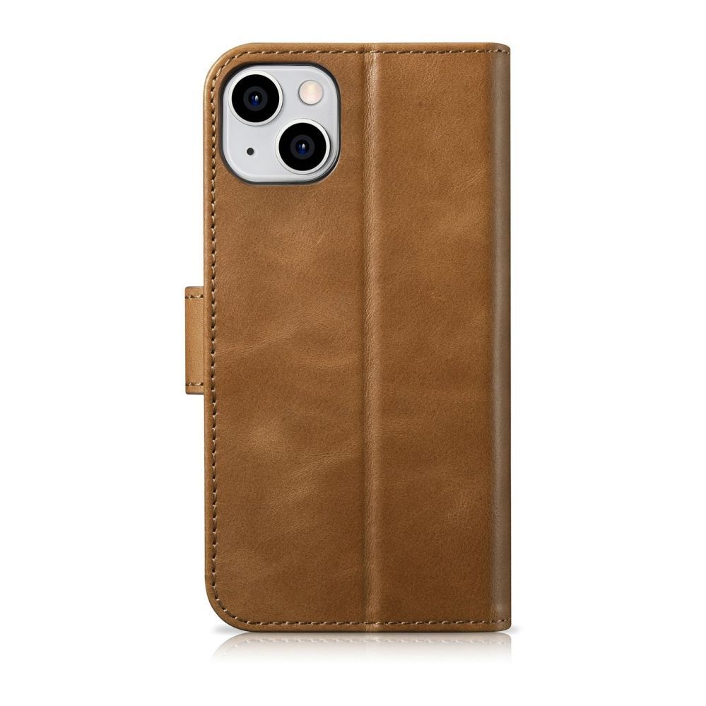 Tagakaaned iCarer iCarer Oil Wax Wallet Case 2in1 Cover iPhone 14 Plus Anti-RFID Leather Flip Case Brown (WMI14220723-TN)