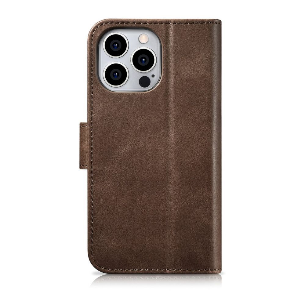 Back panel cover iCarer iCarer Oil Wax Wallet Case 2in1 Cover iPhone 14 Pro Max Leather Flip Cover Anti-RFID brown (WMI14220724-BN)