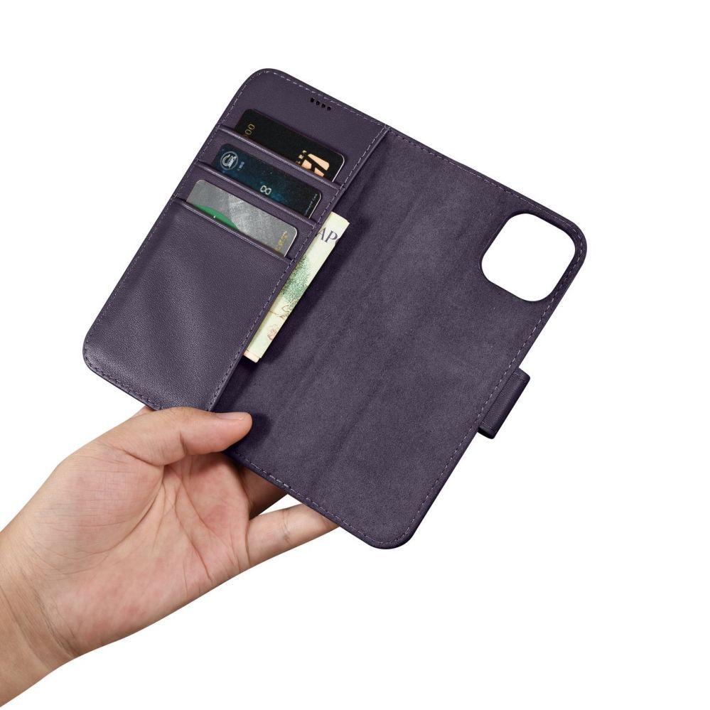 Tagakaaned iCarer iCarer Wallet Case 2in1 Cover iPhone 14 Plus Anti-RFID Leather Flip Case Dark Purple (WMI14220727-DP)