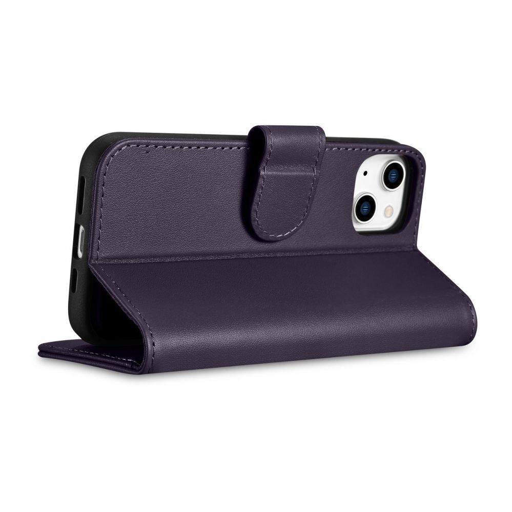 Tagakaaned iCarer iCarer Wallet Case 2in1 Cover iPhone 14 Plus Anti-RFID Leather Flip Case Dark Purple (WMI14220727-DP)