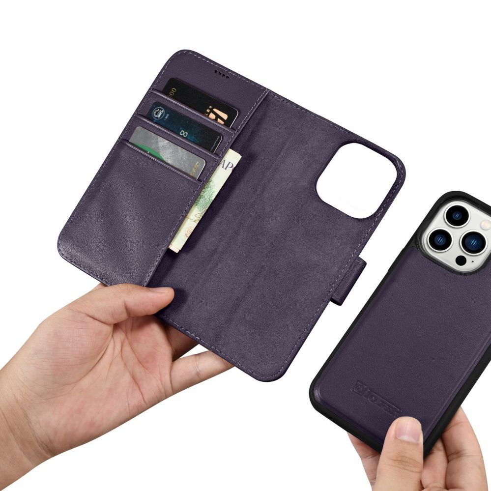 Чехол на заднюю панель iCarer iCarer Wallet Case 2in1 Cover iPhone 14 Pro Max Anti-RFID Leather Flip Case Dark Purple (WMI14220728-DP)