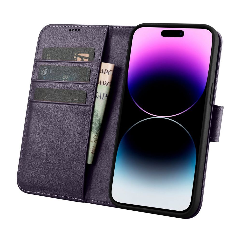 Чехол на заднюю панель iCarer iCarer Wallet Case 2in1 Cover iPhone 14 Pro Max Anti-RFID Leather Flip Case Dark Purple (WMI14220728-DP)