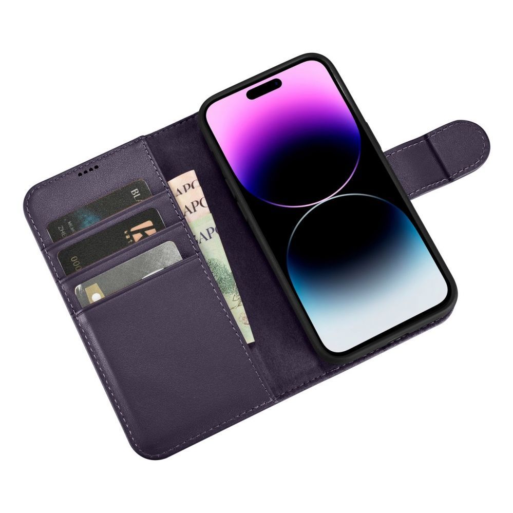 Чехол на заднюю панель iCarer iCarer Wallet Case 2in1 Cover iPhone 14 Pro Max Anti-RFID Leather Flip Case Dark Purple (WMI14220728-DP)