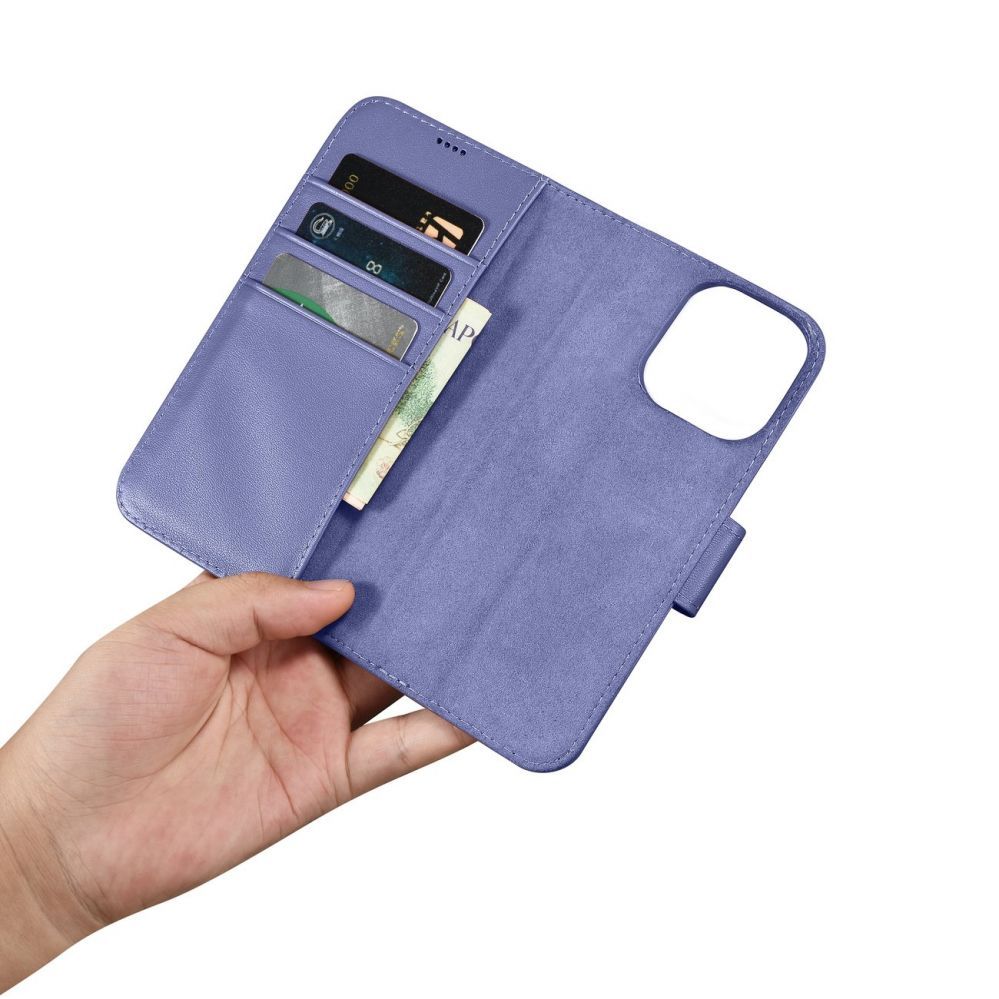 Tagakaaned iCarer iCarer Wallet Case 2in1 Cover iPhone 14 Pro Max Leather Flip Cover Anti-RFID Light Purple (WMI14220728-LP)