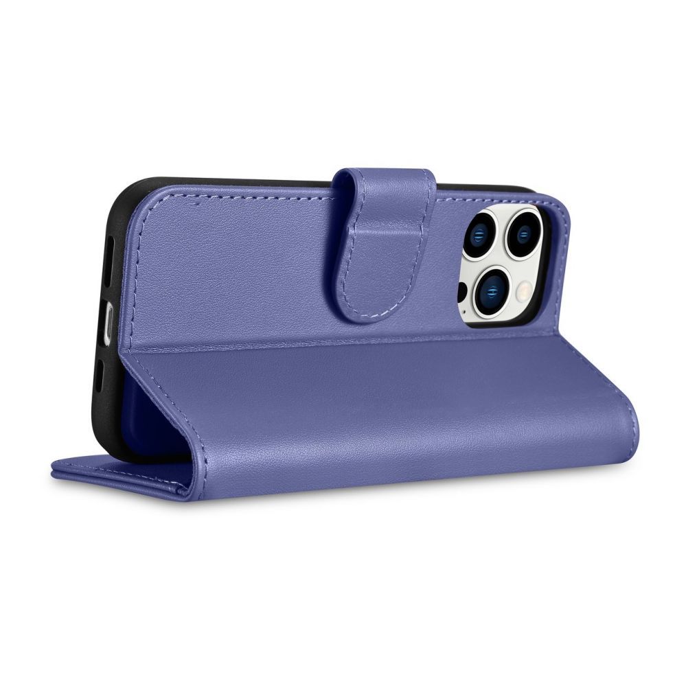 Tagakaaned iCarer iCarer Wallet Case 2in1 Cover iPhone 14 Pro Max Leather Flip Cover Anti-RFID Light Purple (WMI14220728-LP)