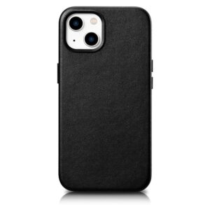 Aizmugurējais vāciņš iCarer  iCarer Case Leather cover for iPhone 14 Plus genuine leather case black (compatible with MagSafe) 