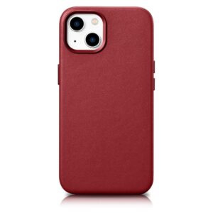 Aizmugurējais vāciņš iCarer  iCarer Case Leather case cover made of natural leather for iPhone 14 Plus red (compatible with MagSafe) 