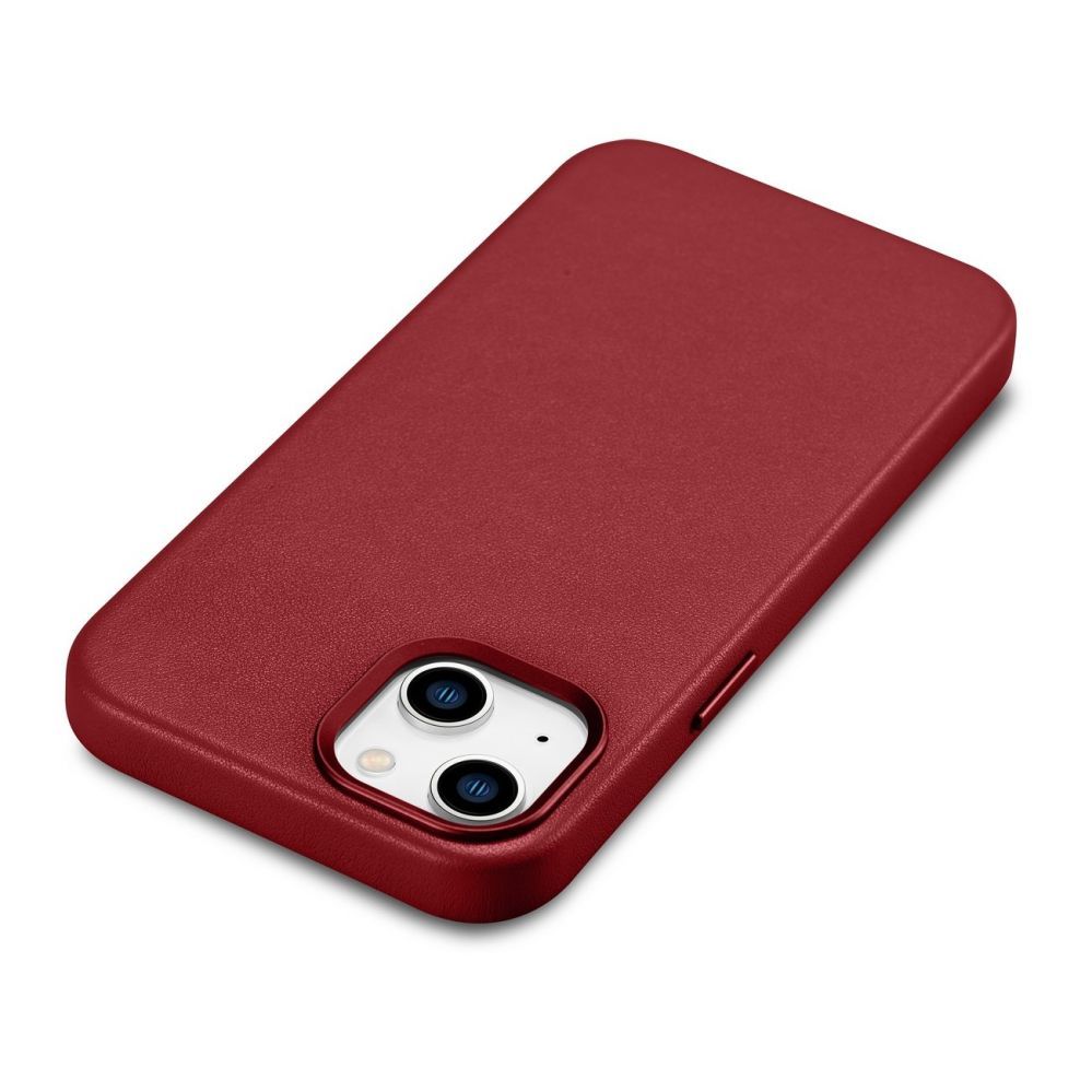 Aizmugurējais vāciņš iCarer iCarer Case Leather case cover made of natural leather for iPhone 14 Plus red (compatible with MagSafe)