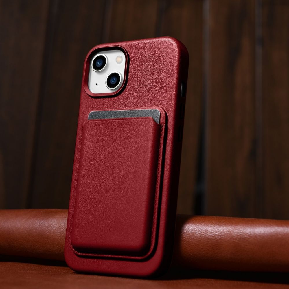 Aizmugurējais vāciņš iCarer iCarer Case Leather case cover made of natural leather for iPhone 14 Plus red (compatible with MagSafe)