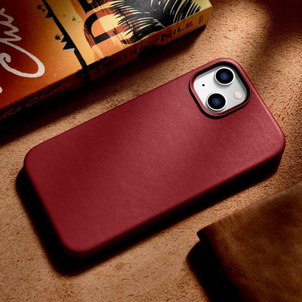 Aizmugurējais vāciņš iCarer iCarer Case Leather case cover made of natural leather for iPhone 14 Plus red (compatible with MagSafe)