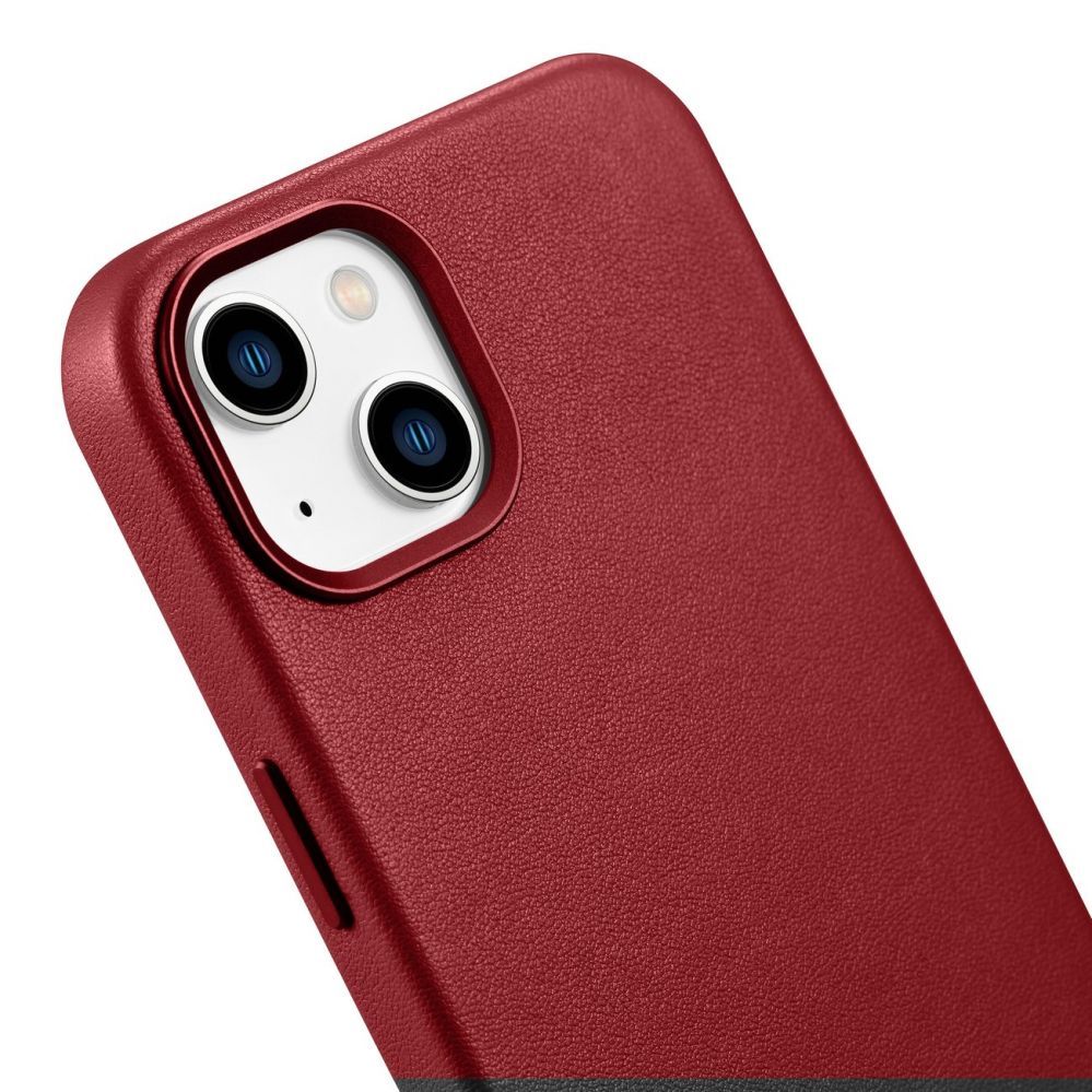 Aizmugurējais vāciņš iCarer iCarer Case Leather case cover made of natural leather for iPhone 14 Plus red (compatible with MagSafe)