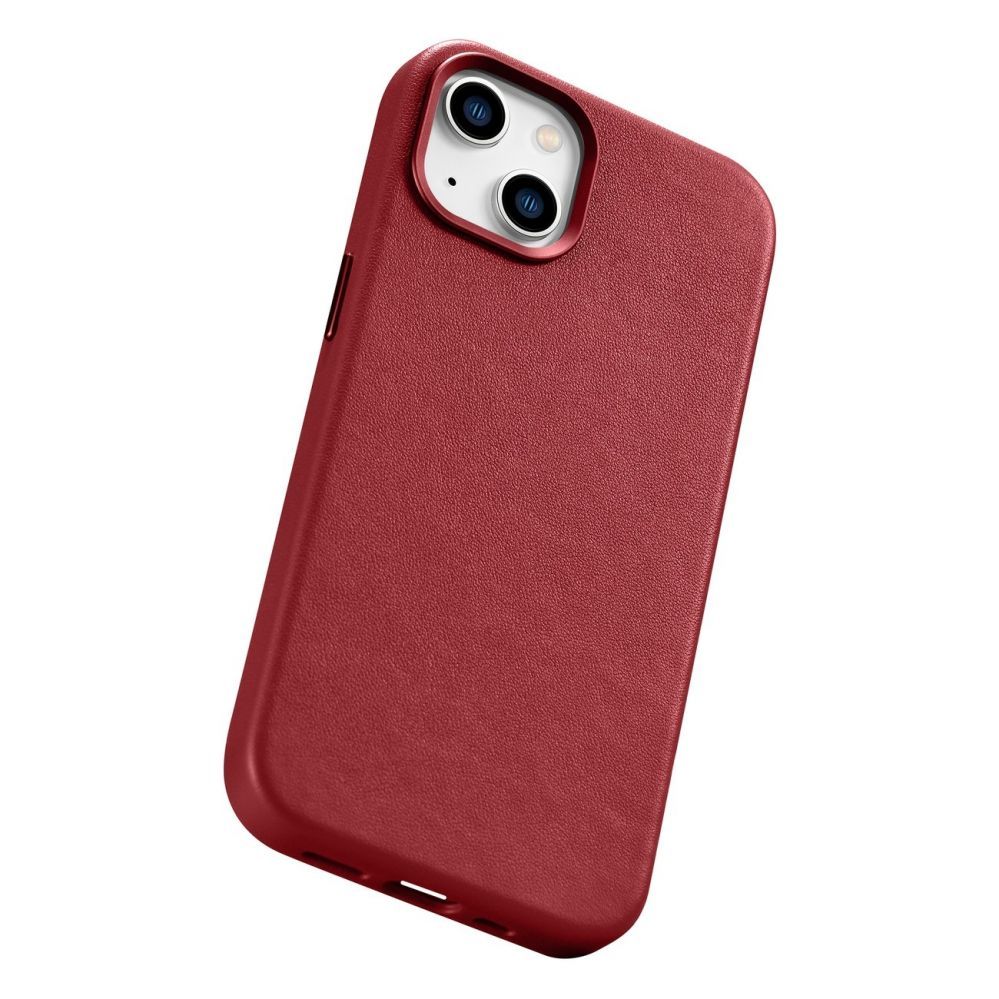 Aizmugurējais vāciņš iCarer iCarer Case Leather case cover made of natural leather for iPhone 14 Plus red (compatible with MagSafe)