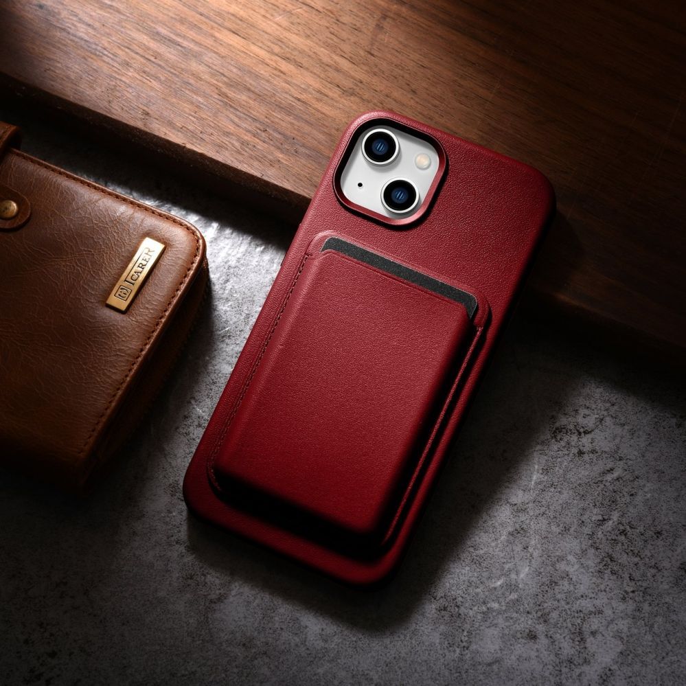 Aizmugurējais vāciņš iCarer iCarer Case Leather case cover made of natural leather for iPhone 14 Plus red (compatible with MagSafe)