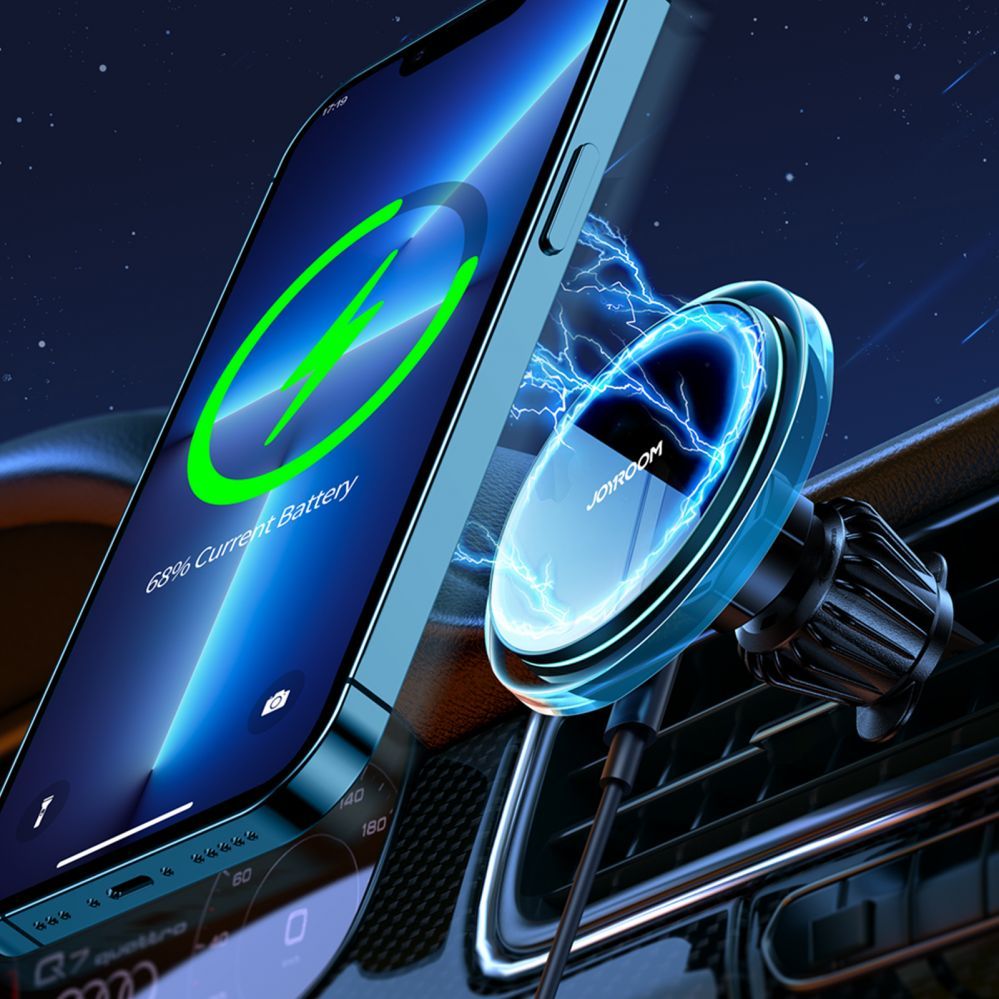 Auto holder Joyroom Joyroom car phone holder with 15W Qi inductive charger (MagSafe compatible) for air vent(JR-ZS291) Black