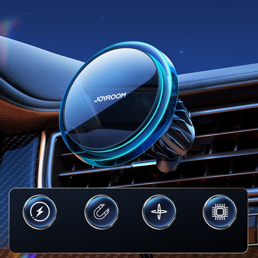 Auto holder Joyroom Joyroom car phone holder with 15W Qi inductive charger (MagSafe compatible) for air vent(JR-ZS291) Black