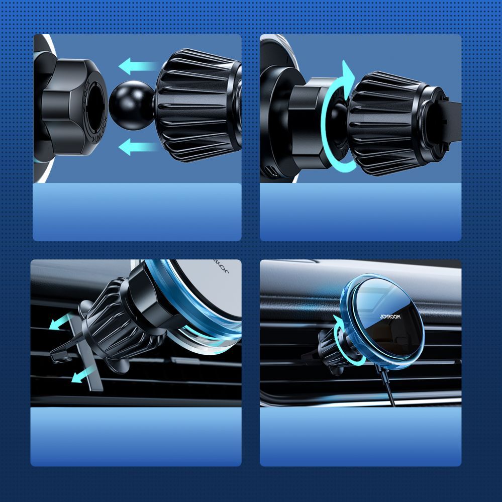 Auto holder Joyroom Joyroom car phone holder with 15W Qi inductive charger (MagSafe compatible) for air vent(JR-ZS291) Black