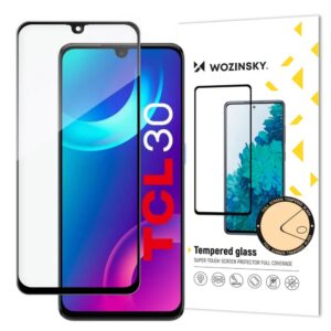 Nugarėlės dėklai Wozinsky  Wozinsky super durable Full Glue tempered glass full screen with Case Friendly TCL 30 black frame 