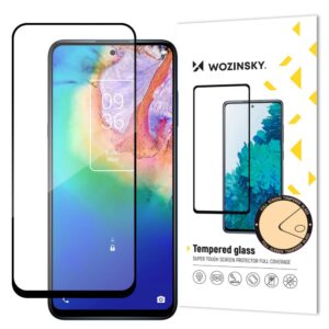 Nugarėlės dėklai Wozinsky  Wozinsky Super Tough Full Glue Tempered Glass Full Screen With Frame Case Friendly TCL 20 5G Black 