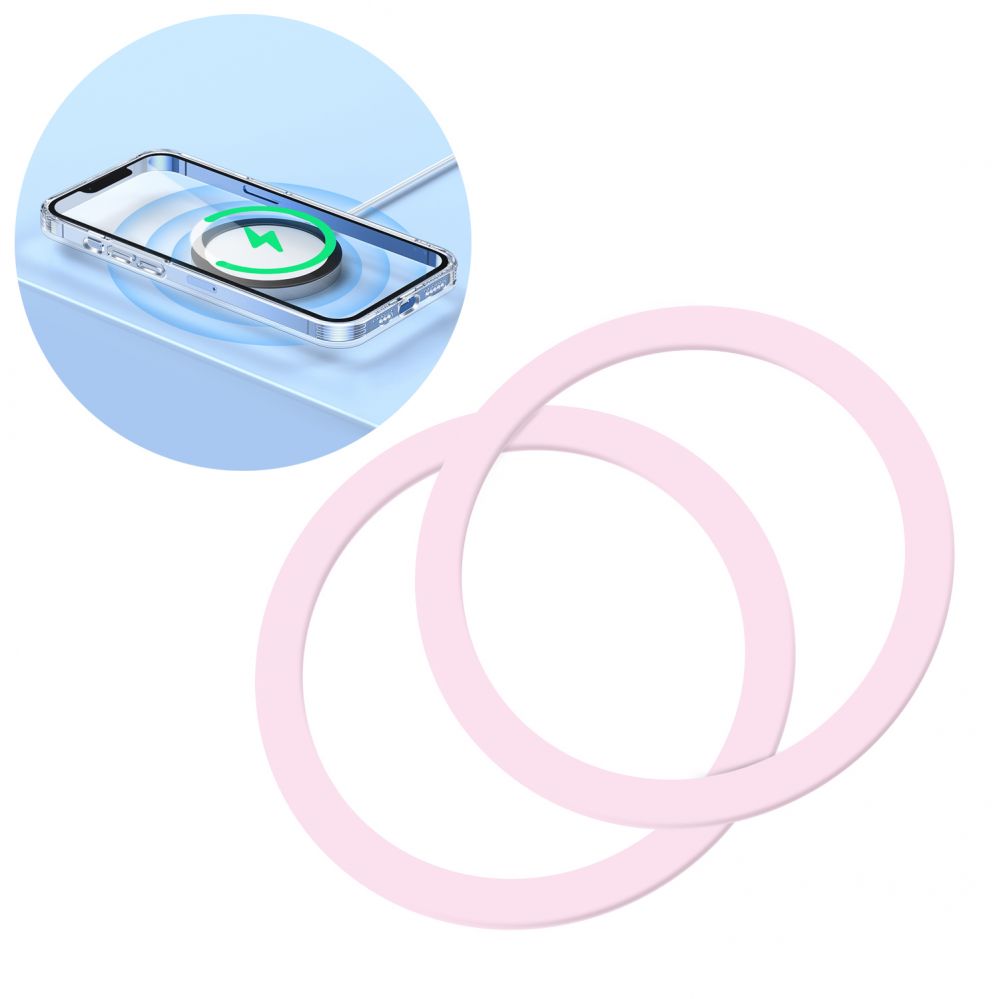 Kiti Joyroom Joyroom set of metal magnetic rings for smartphone 2 pcs. pink (JR-Mag-M3)
