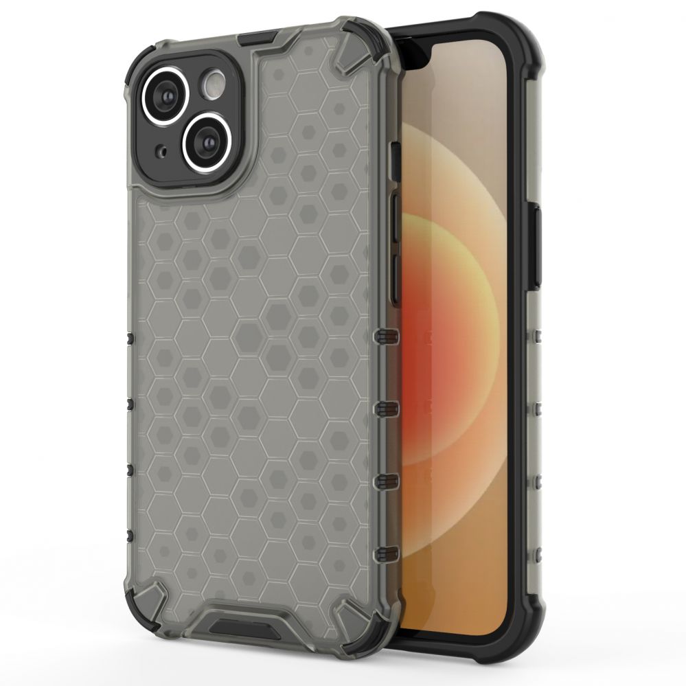 Aizmugurējais vāciņš Hurtel Honeycomb case for iPhone 14 armored hybrid cover black