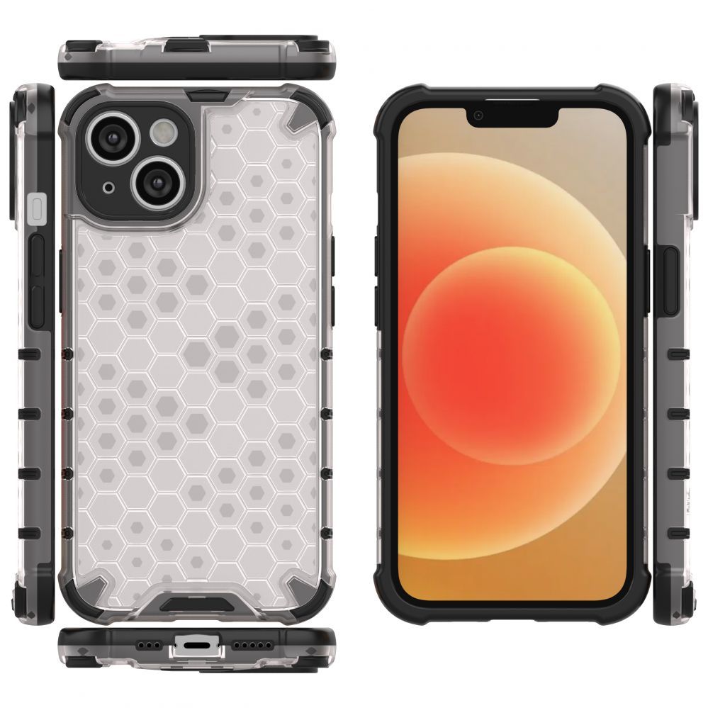 Aizmugurējais vāciņš Hurtel Honeycomb case for iPhone 14 armored hybrid cover black