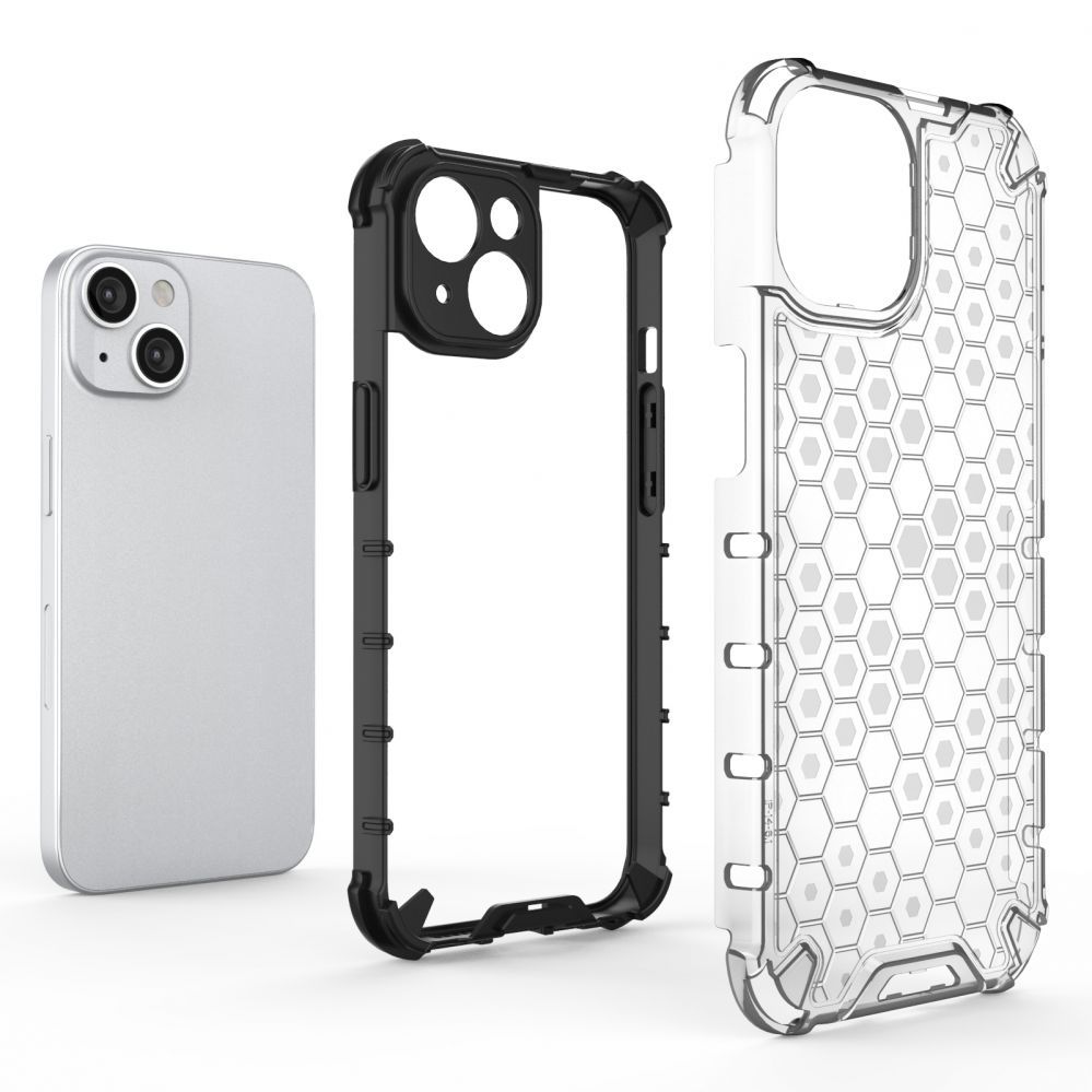 Aizmugurējais vāciņš Hurtel Honeycomb case for iPhone 14 armored hybrid cover black