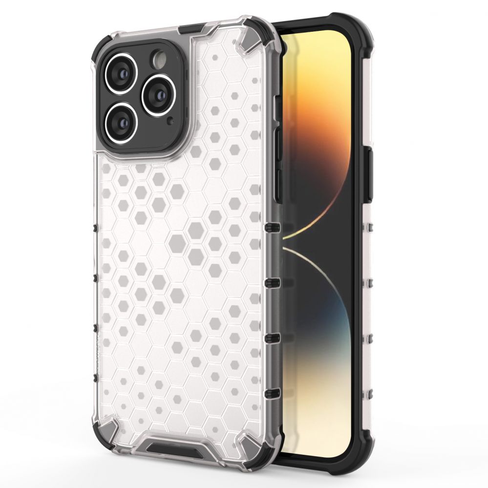 Aizmugurējais vāciņš Hurtel Honeycomb case for iPhone 14 Pro armored hybrid cover transparent