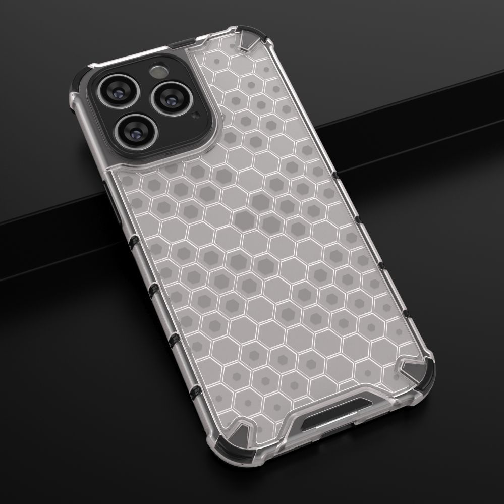 Aizmugurējais vāciņš Hurtel Honeycomb case for iPhone 14 Pro armored hybrid cover transparent