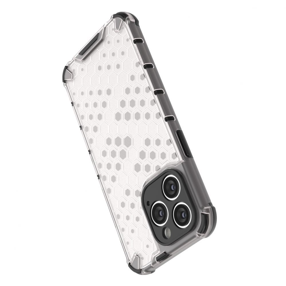 Aizmugurējais vāciņš Hurtel Honeycomb case for iPhone 14 Pro armored hybrid cover transparent