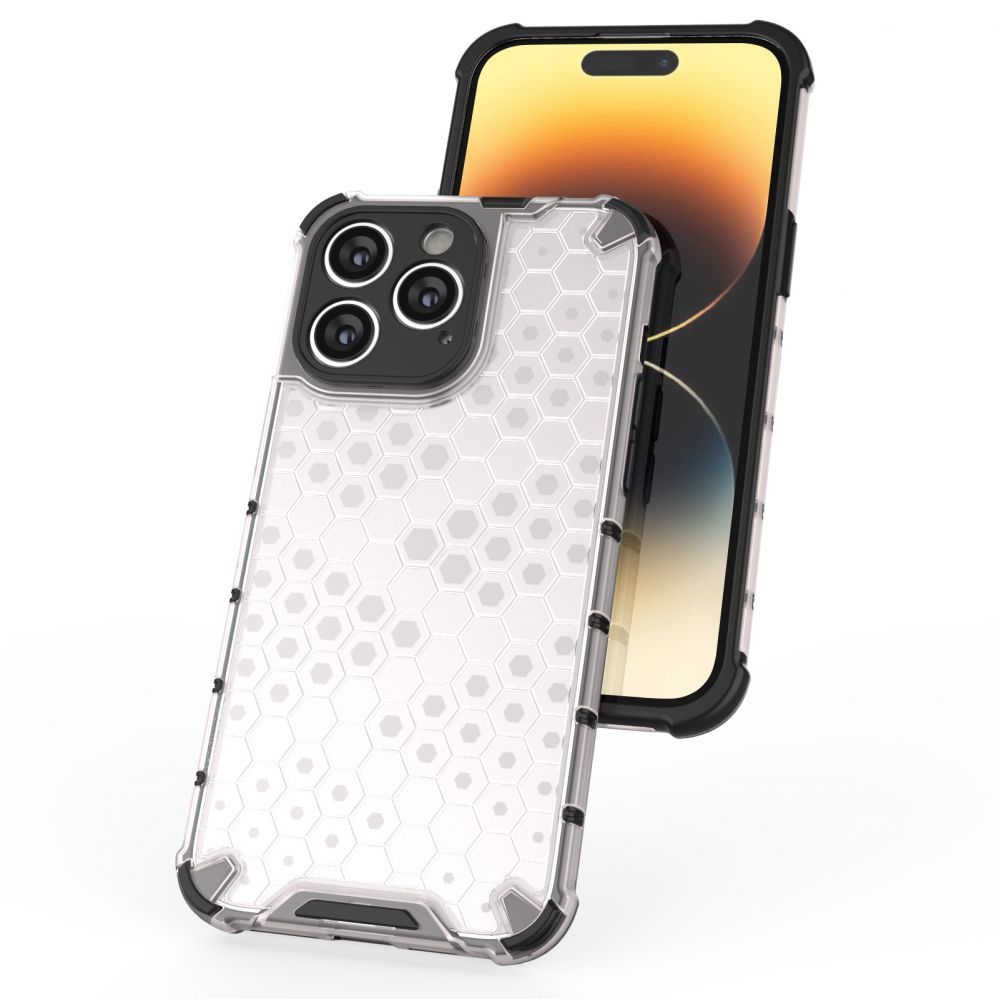 Aizmugurējais vāciņš Hurtel Honeycomb case for iPhone 14 Pro armored hybrid cover transparent