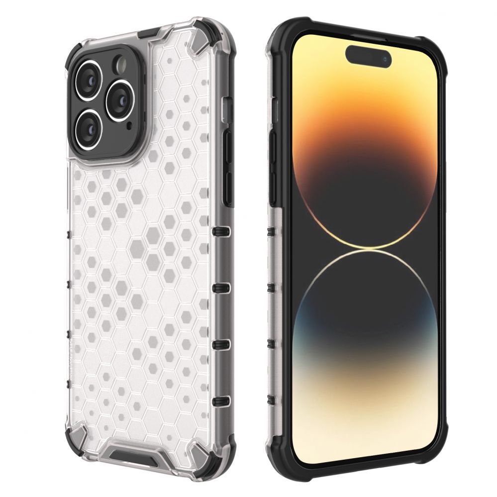Aizmugurējais vāciņš Hurtel Honeycomb case for iPhone 14 Pro armored hybrid cover transparent