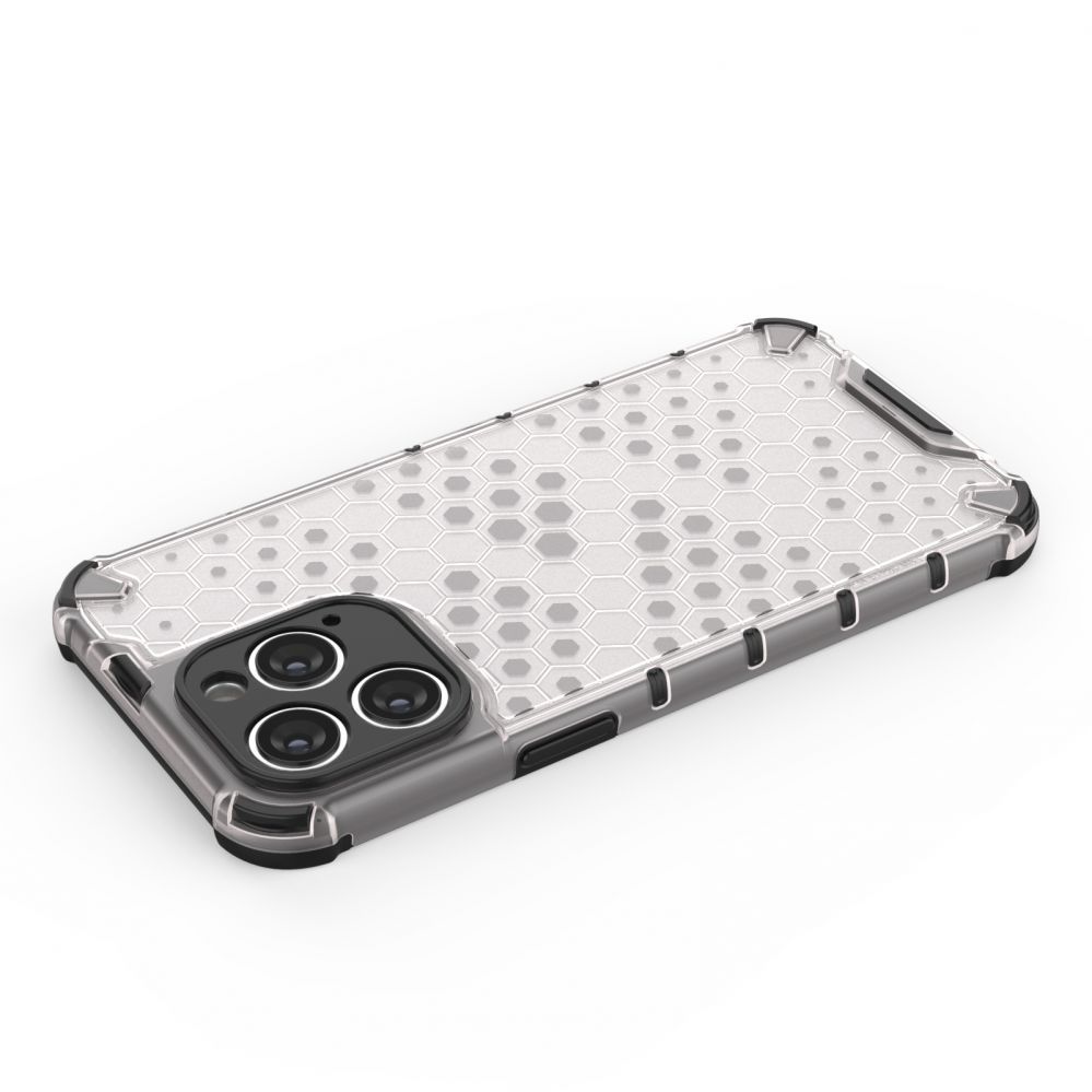 Aizmugurējais vāciņš Hurtel Honeycomb case for iPhone 14 Pro Max armored hybrid cover transparent