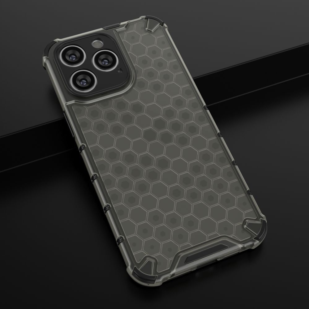 Aizmugurējais vāciņš Hurtel Honeycomb case for iPhone 14 Pro Max armored hybrid cover transparent