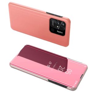 Aizmugurējais vāciņš Hurtel  Clear View Case cover for Xiaomi Redmi 10C cover with a flap pink 