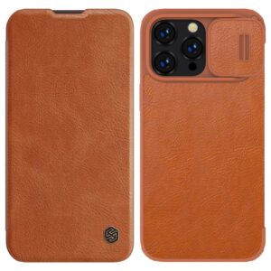 Aizmugurējais vāciņš Nillkin  Nillkin Qin Leather Pro Case iPhone 14 Pro Max Camera Cover Holster Cover Flip Case Brown