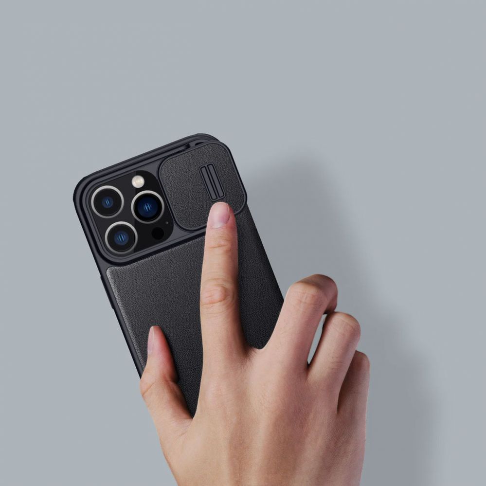 Back panel cover Nillkin - Nillkin Qin Cloth Pro Case Case for iPhone 14 Pro Max Camera Cover Holster Cover Flip Case Blue