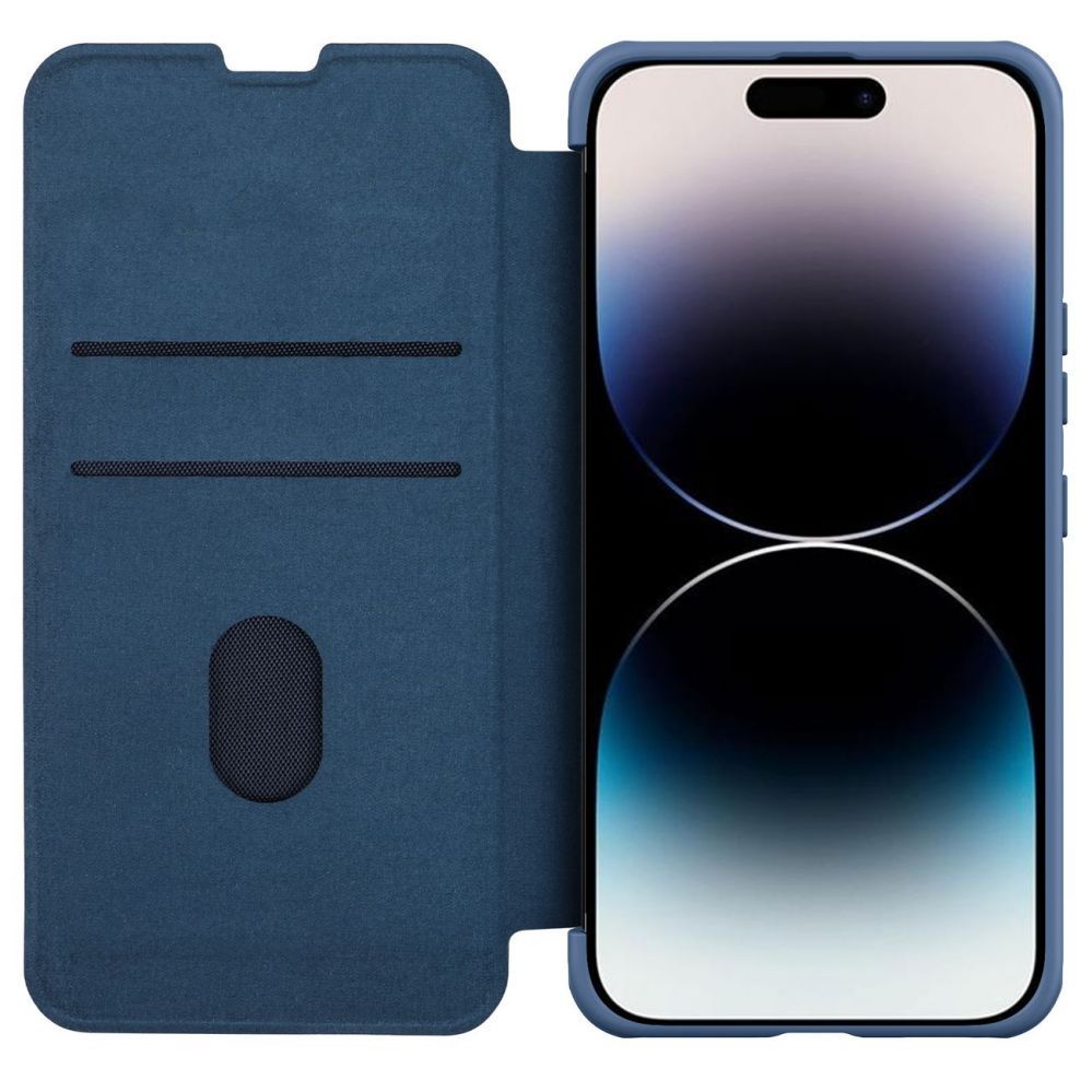 Back panel cover Nillkin - Nillkin Qin Cloth Pro Case Case for iPhone 14 Pro Max Camera Cover Holster Cover Flip Case Blue