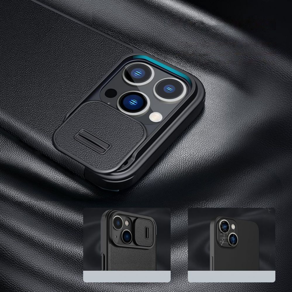 Back panel cover Nillkin - Nillkin Qin Cloth Pro Case Case for iPhone 14 Pro Max Camera Cover Holster Cover Flip Case Blue