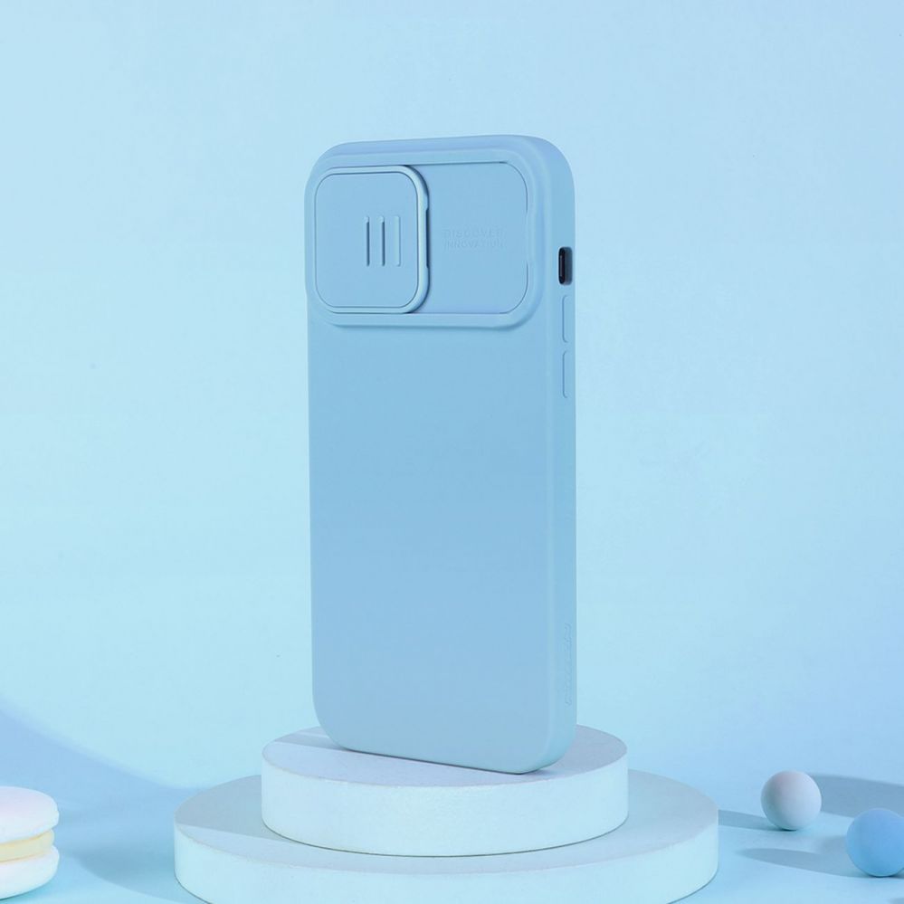 Back panel cover Nillkin Nillkin CamShield Magnetic Silicone Case iPhone 14 Pro Max Magnetic MagSafe Cover with Camera Protector Blue