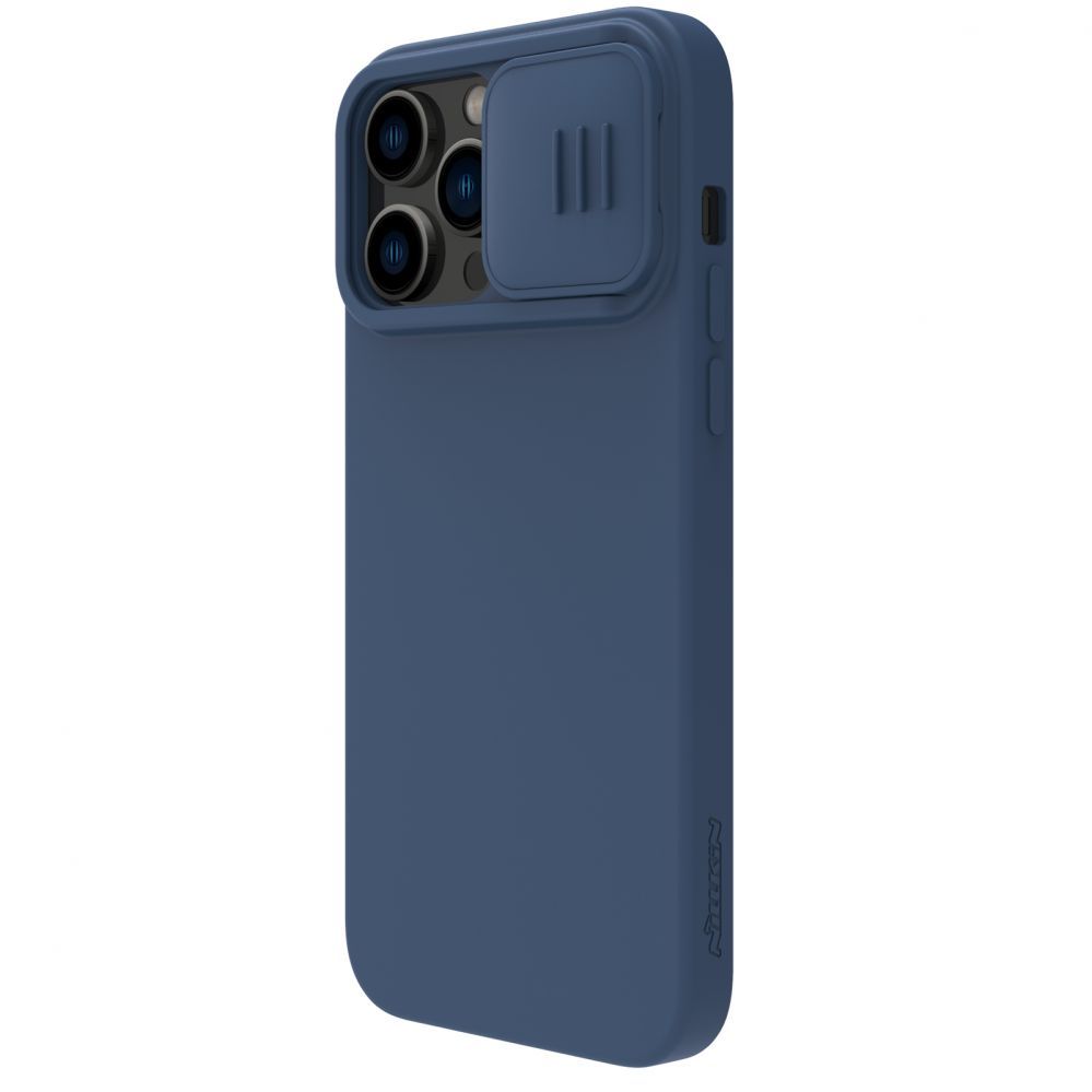 Back panel cover Nillkin Nillkin CamShield Silky Silicone Case iPhone 14 Pro Case with Camera Protector Blue