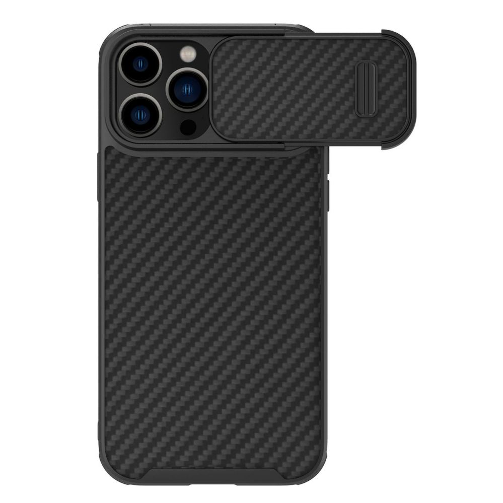 Back panel cover Nillkin Nillkin Synthetic Fiber S Case iPhone 14 Pro Max case with camera cover, black