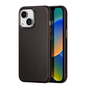 Aizmugurējais vāciņš Dux Ducis  Dux Ducis Naples Case for iPhone 14 Plus Leather Cover (MagSafe Compatible) Dark Brown 