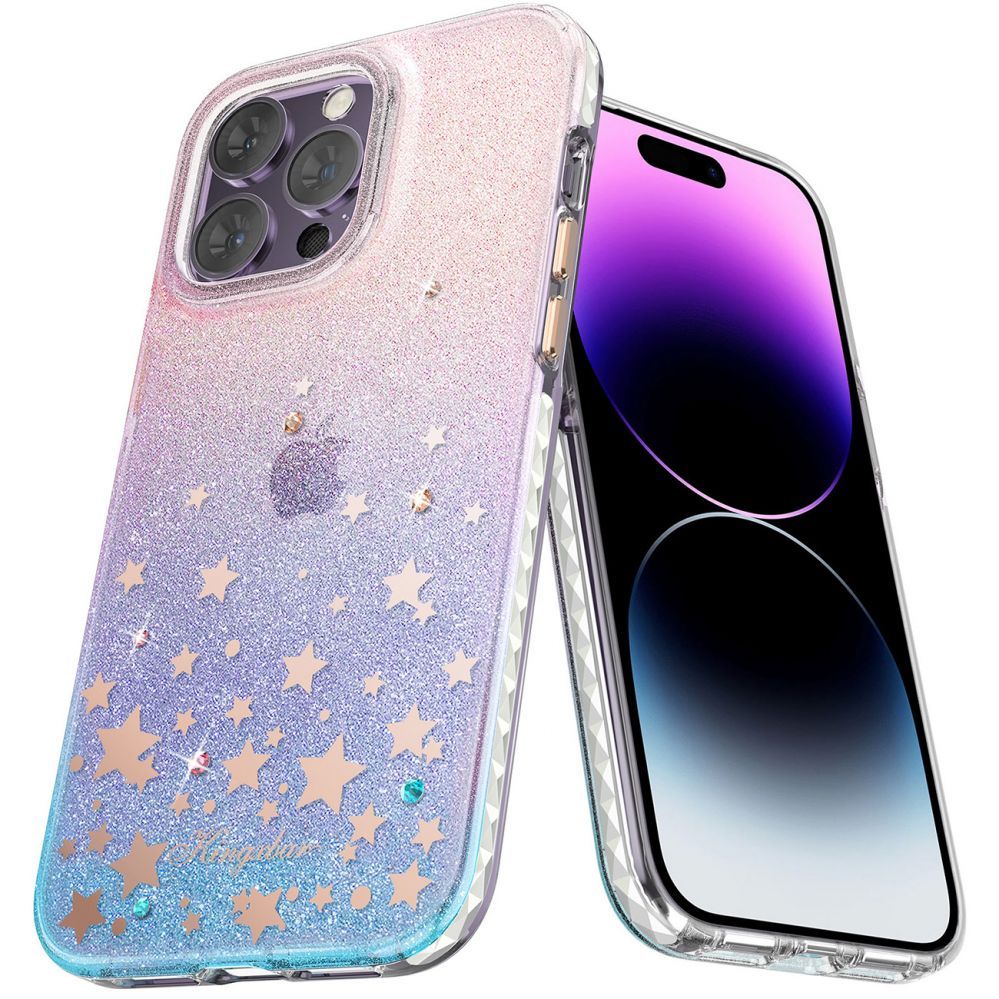 Tagakaaned Kingxbar Kingxbar Heart Star Series case for iPhone 14 Plus case with zodiac stars