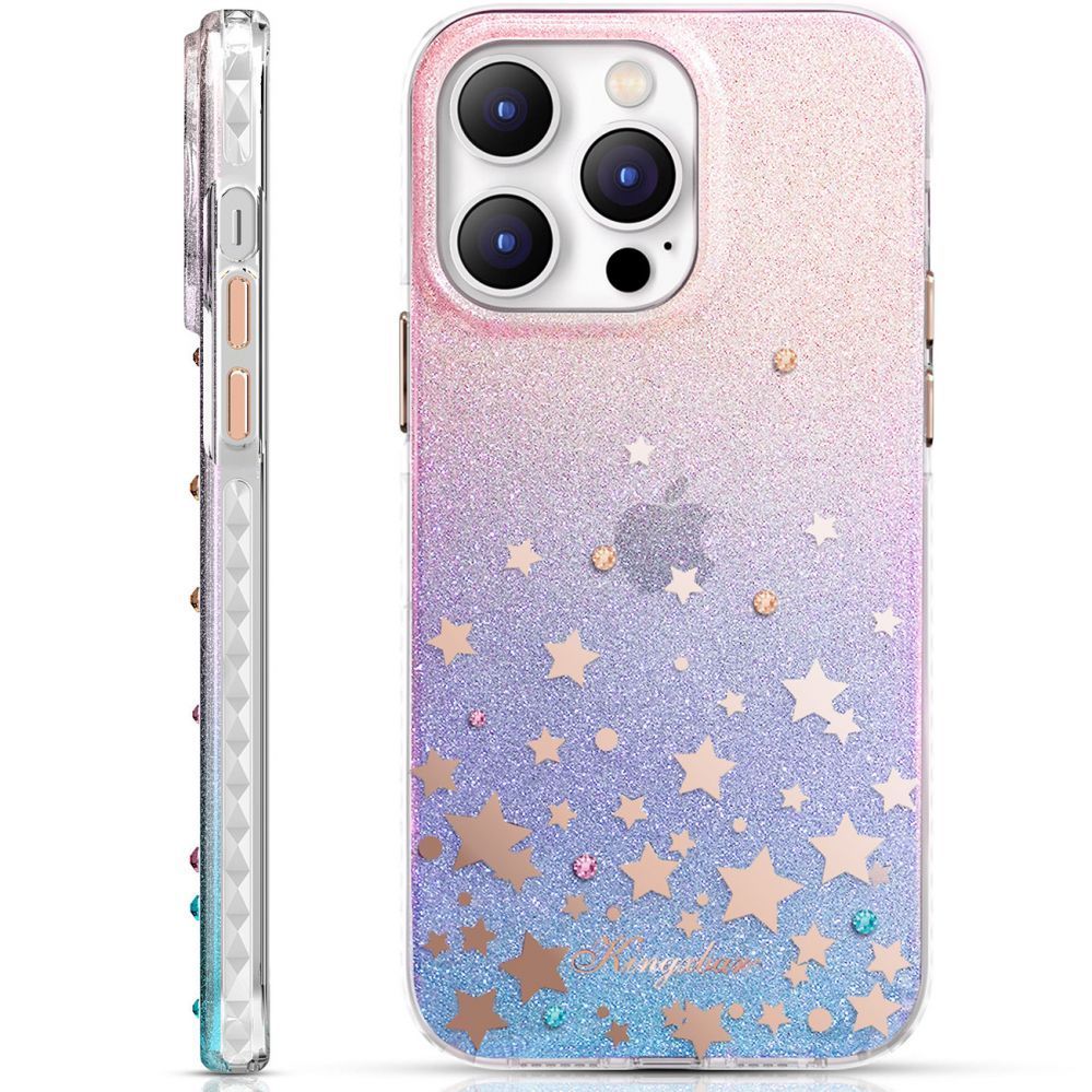 Tagakaaned Kingxbar Kingxbar Heart Star Series case for iPhone 14 Plus case with zodiac stars