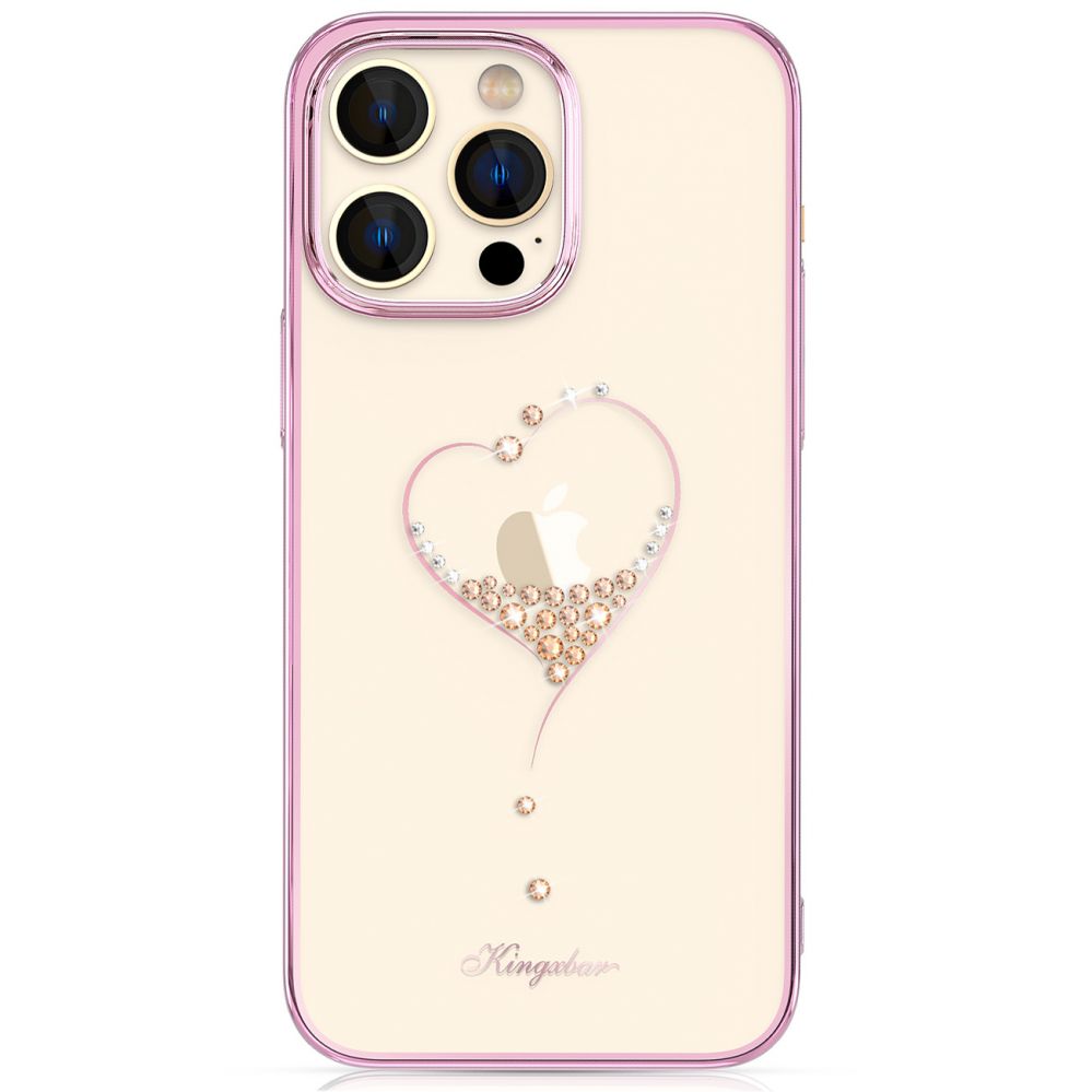 Back panel cover Kingxbar Silicone case with Swarovski crystals Kingxbar Wish Series for iPhone 14 Plus - pink