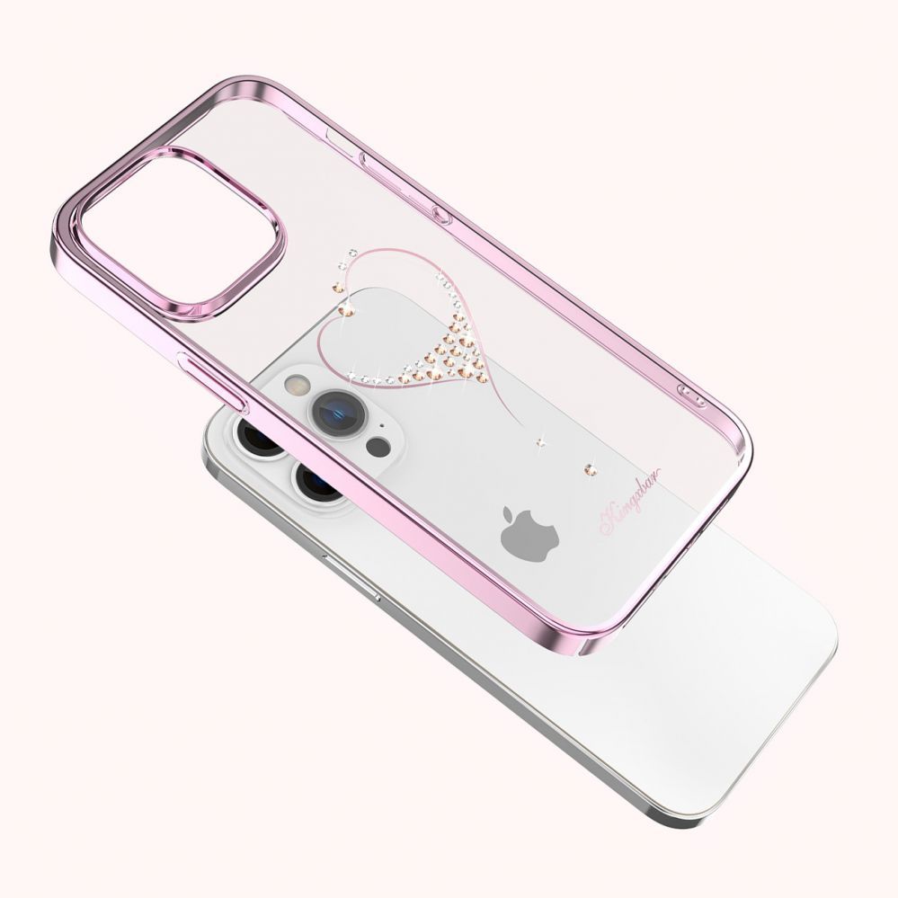 Back panel cover Kingxbar Silicone case with Swarovski crystals Kingxbar Wish Series for iPhone 14 Plus - pink